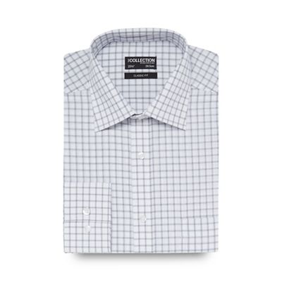 White large square checked print regular fit shirt